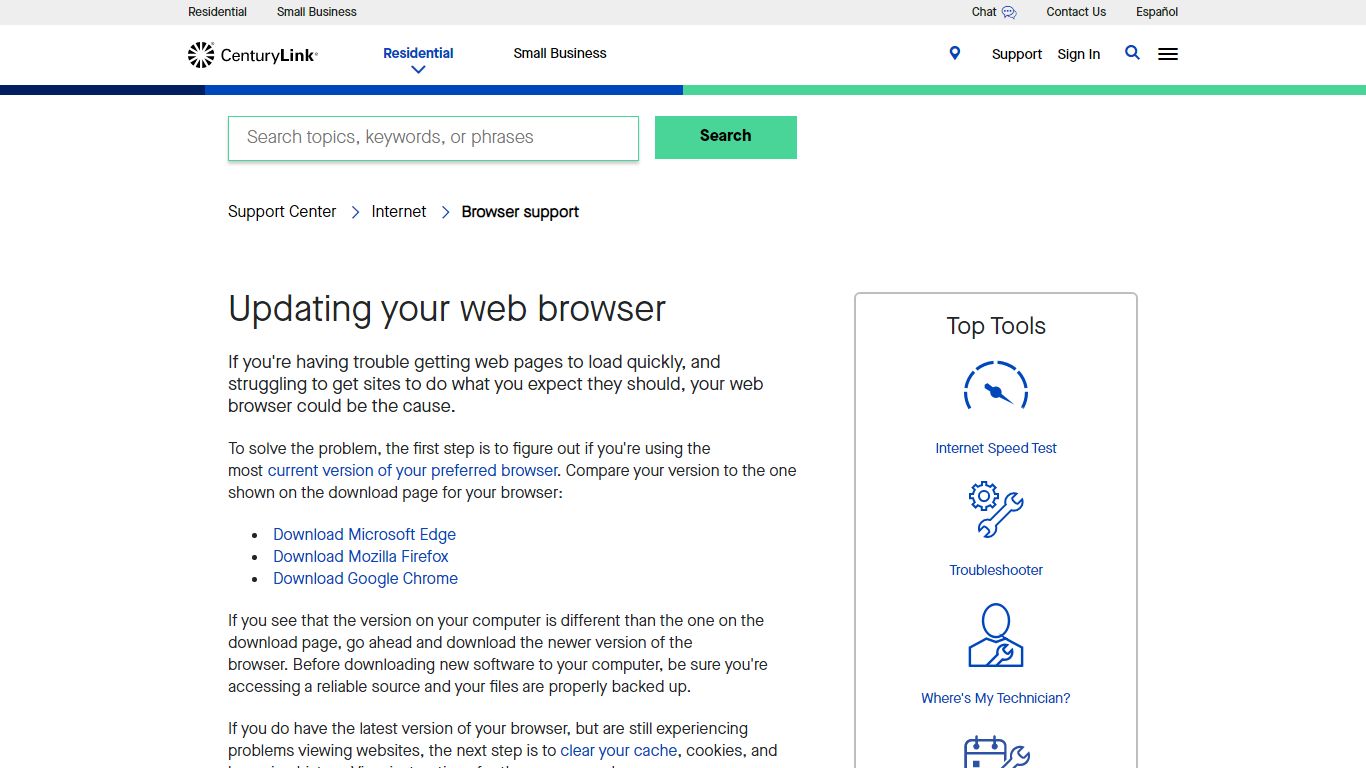 Browser Support | CenturyLink